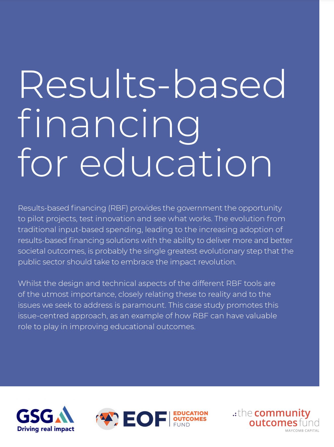 Results Based Financing For Education