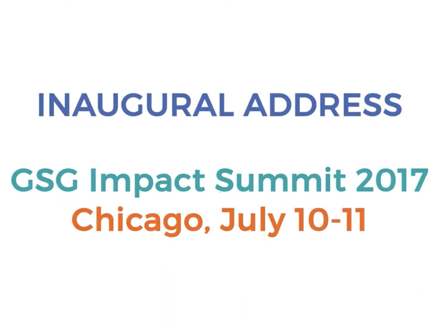 Inaugural Address Chicago 2017